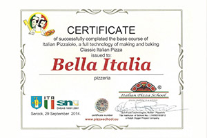 Bella Italia Szczecin Certyfikat